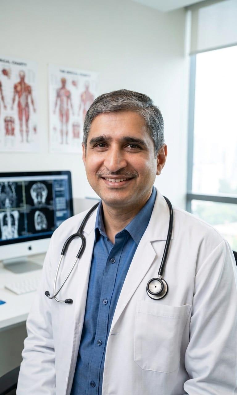 Dr. Santosh Kulkarni consulting patient in clinic